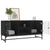 TV Cabinet with Glass Doors Black 102x37x50 cm