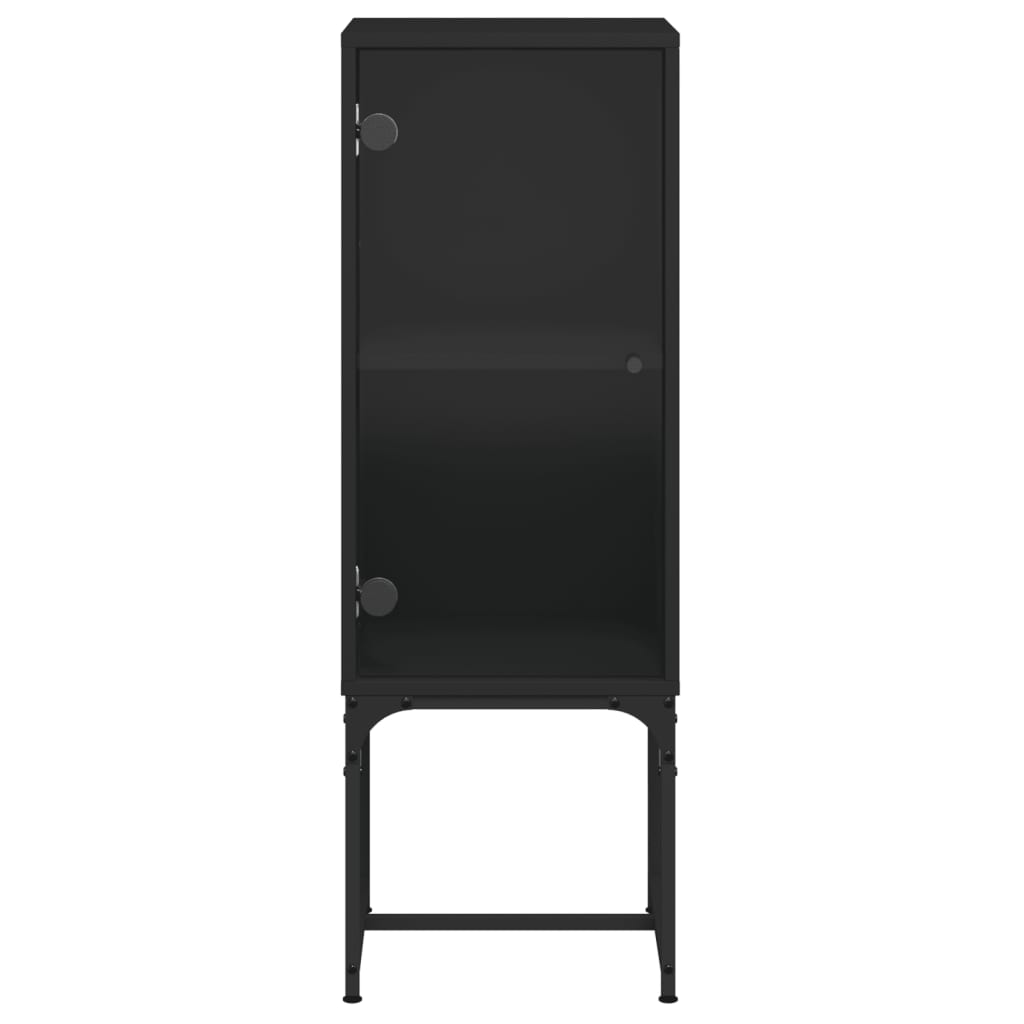 Side Cabinet with Glass Doors Black 35x37x100 cm