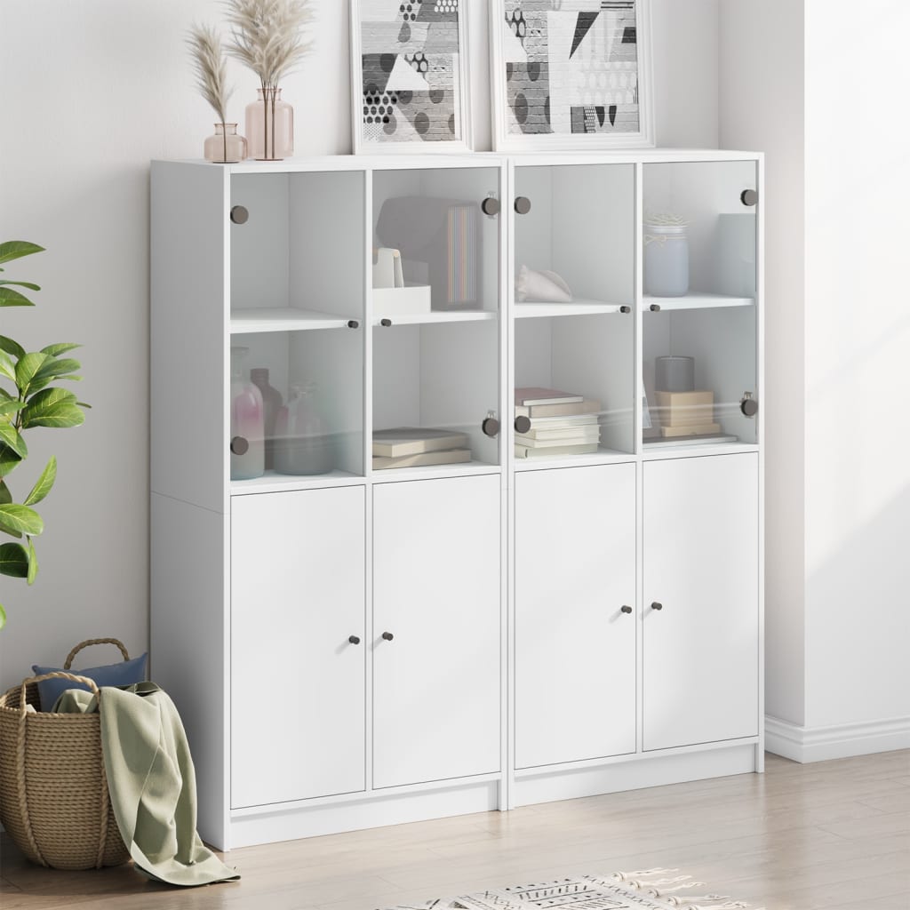 Bookcase with Doors White 136x37x142 cm Engineered Wood