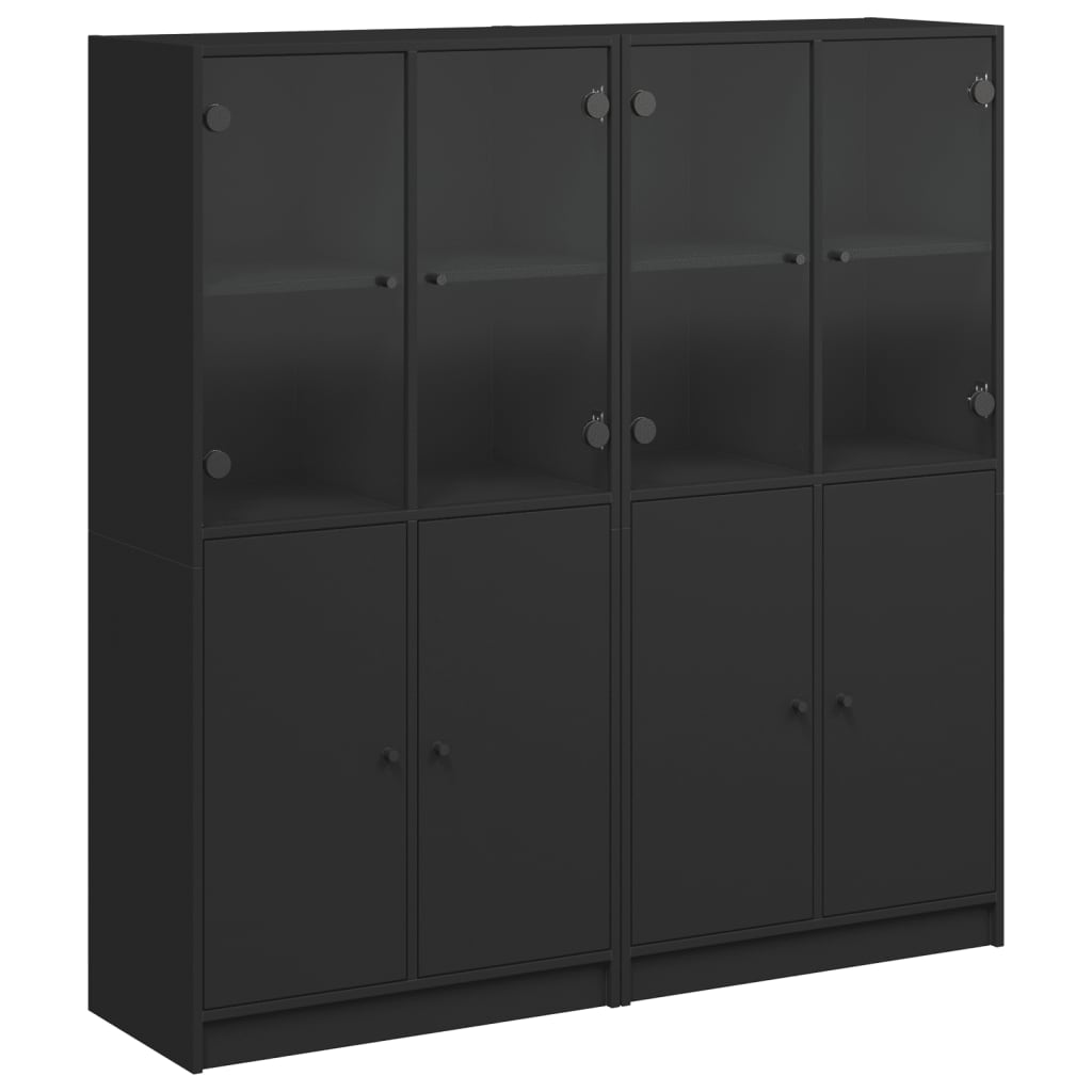 Bookcase with Doors Black 136x37x142 cm Engineered Wood