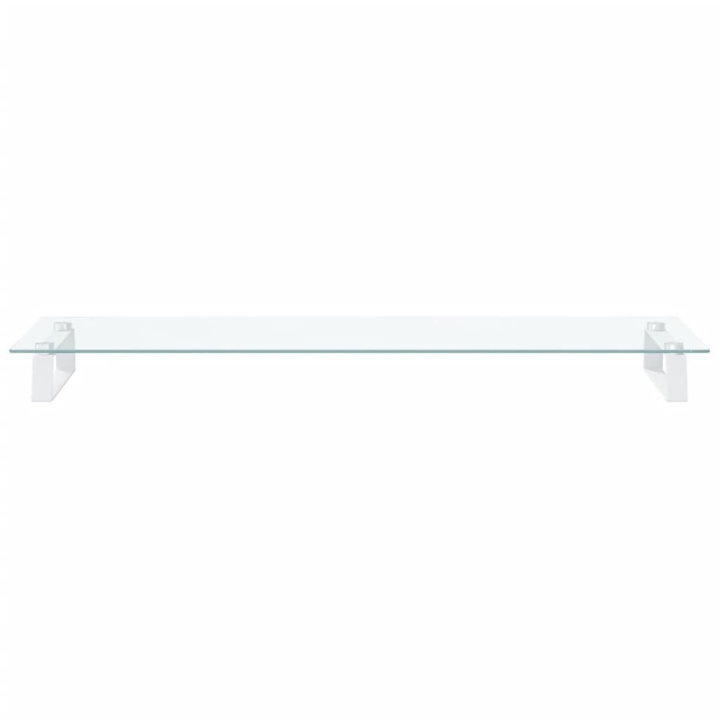 Monitor Stand White 100x35x8 cm Tempered Glass and Metal