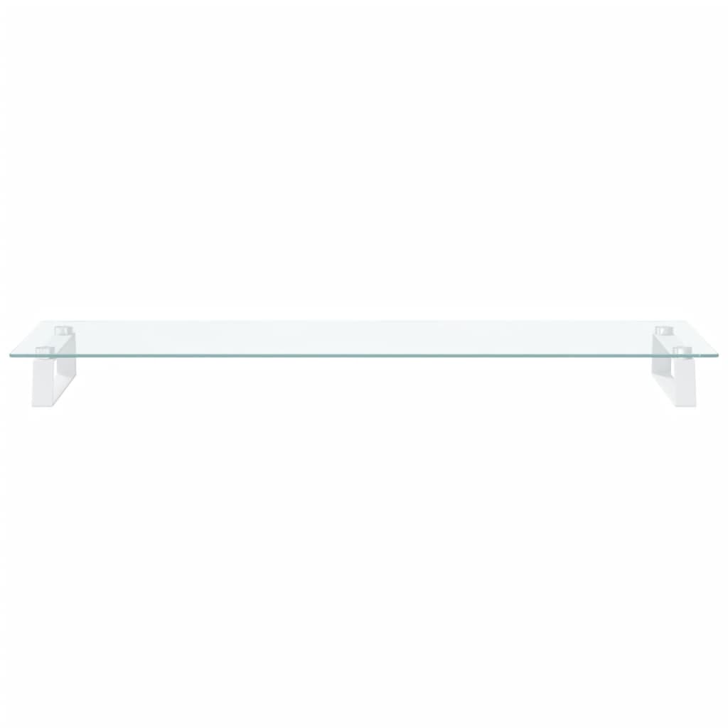 Monitor Stand White 100x35x8 cm Tempered Glass and Metal