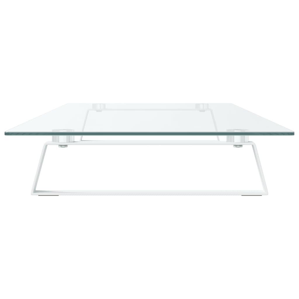 Monitor Stand White 100x35x8 cm Tempered Glass and Metal