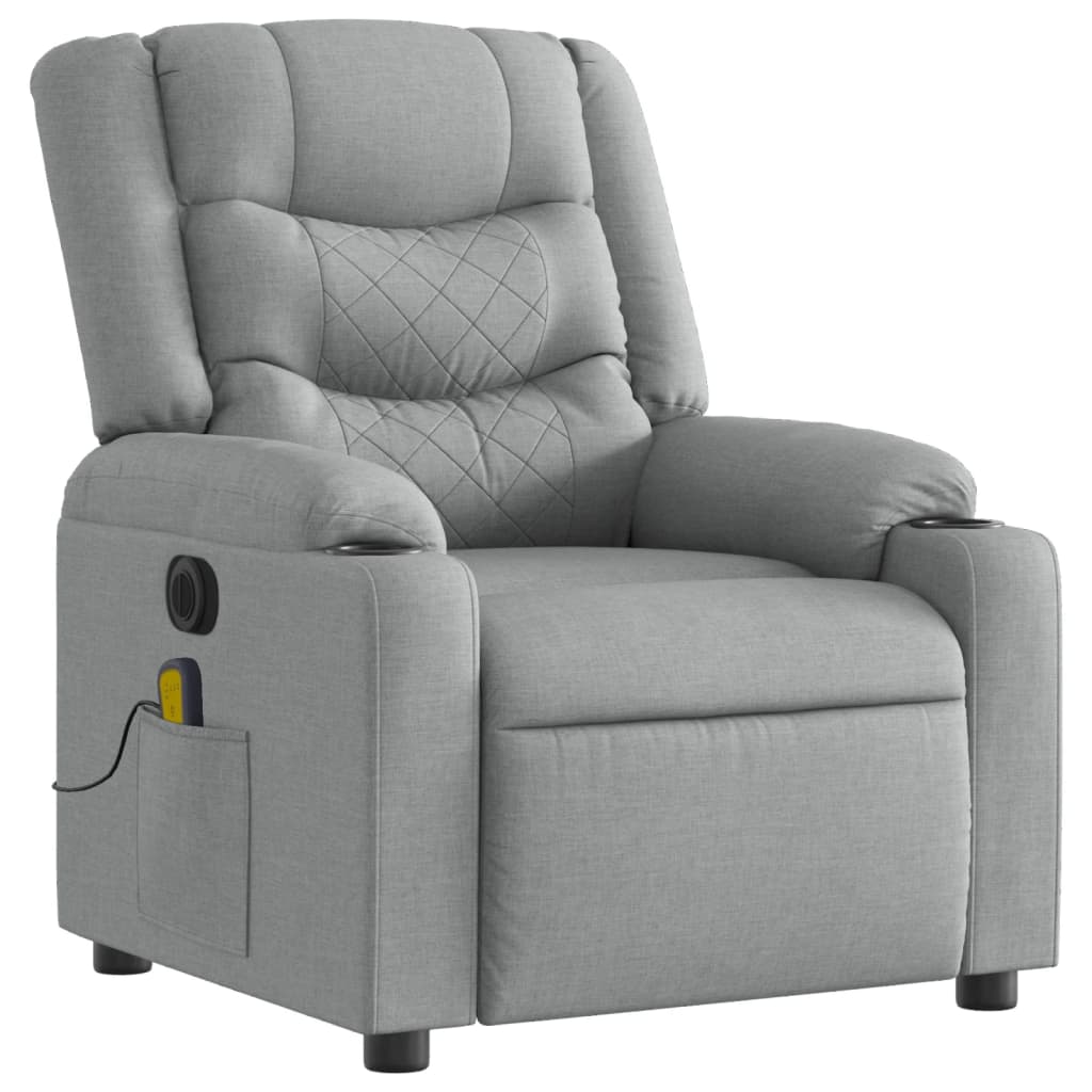 Electric Massage Recliner Chair Light Grey Fabric