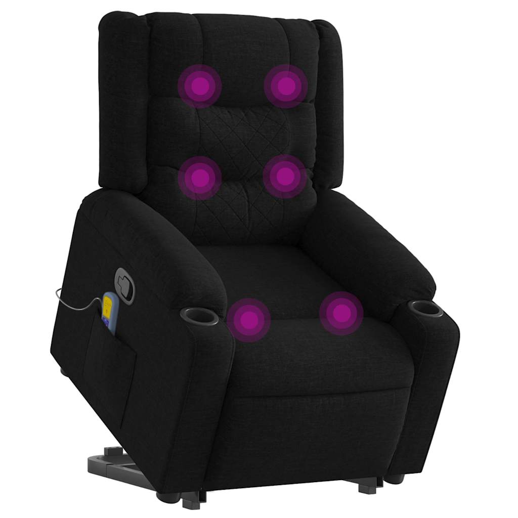 Stand up Massage Recliner Chair Black Fabric