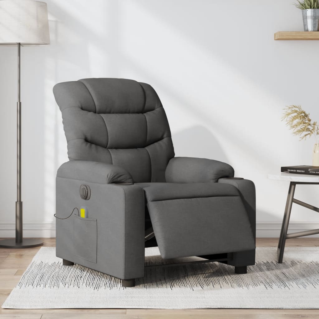 Electric Massage Recliner Chair Dark Grey Fabric