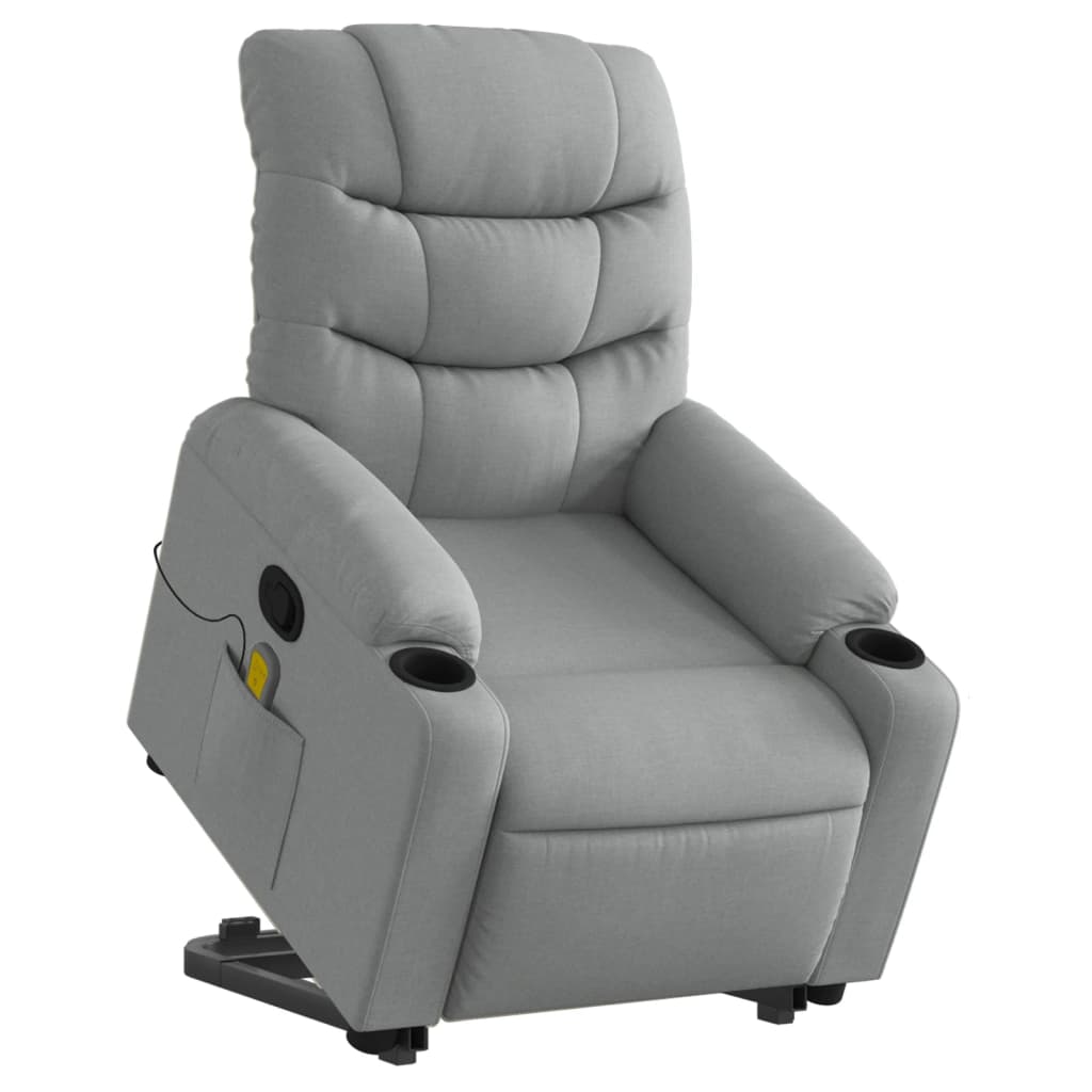 Stand up Massage Recliner Chair Light Grey Fabric