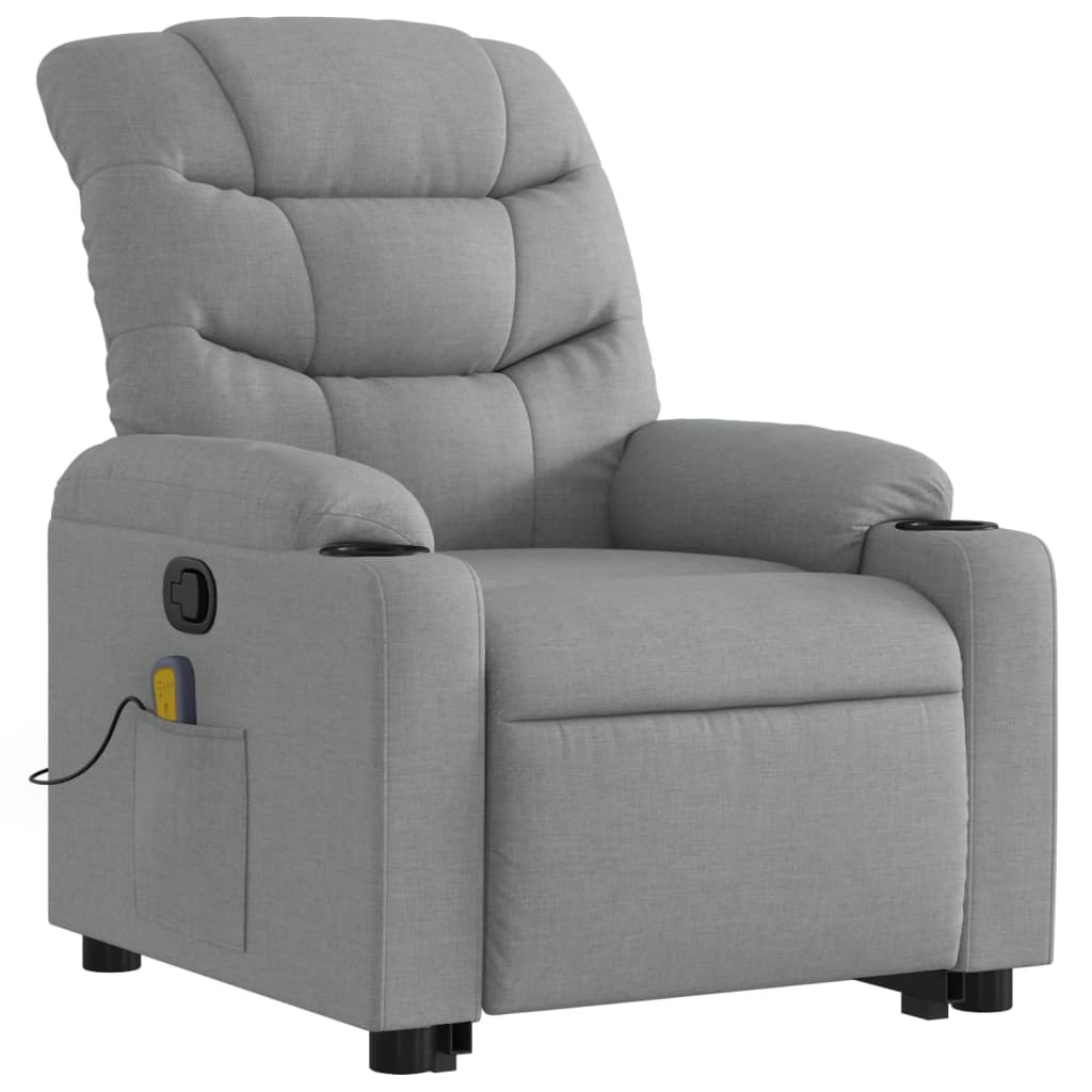 Stand up Massage Recliner Chair Light Grey Fabric