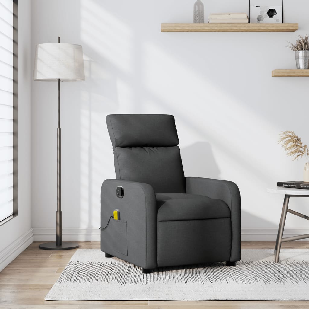 Massage Recliner Chair Dark Grey Fabric