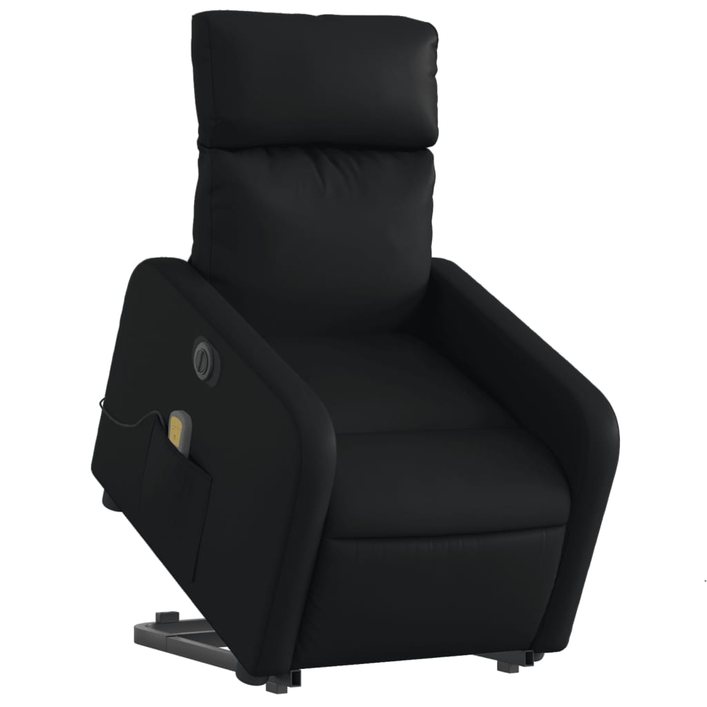 Electric Stand up Massage Recliner Chair Black Faux Leather