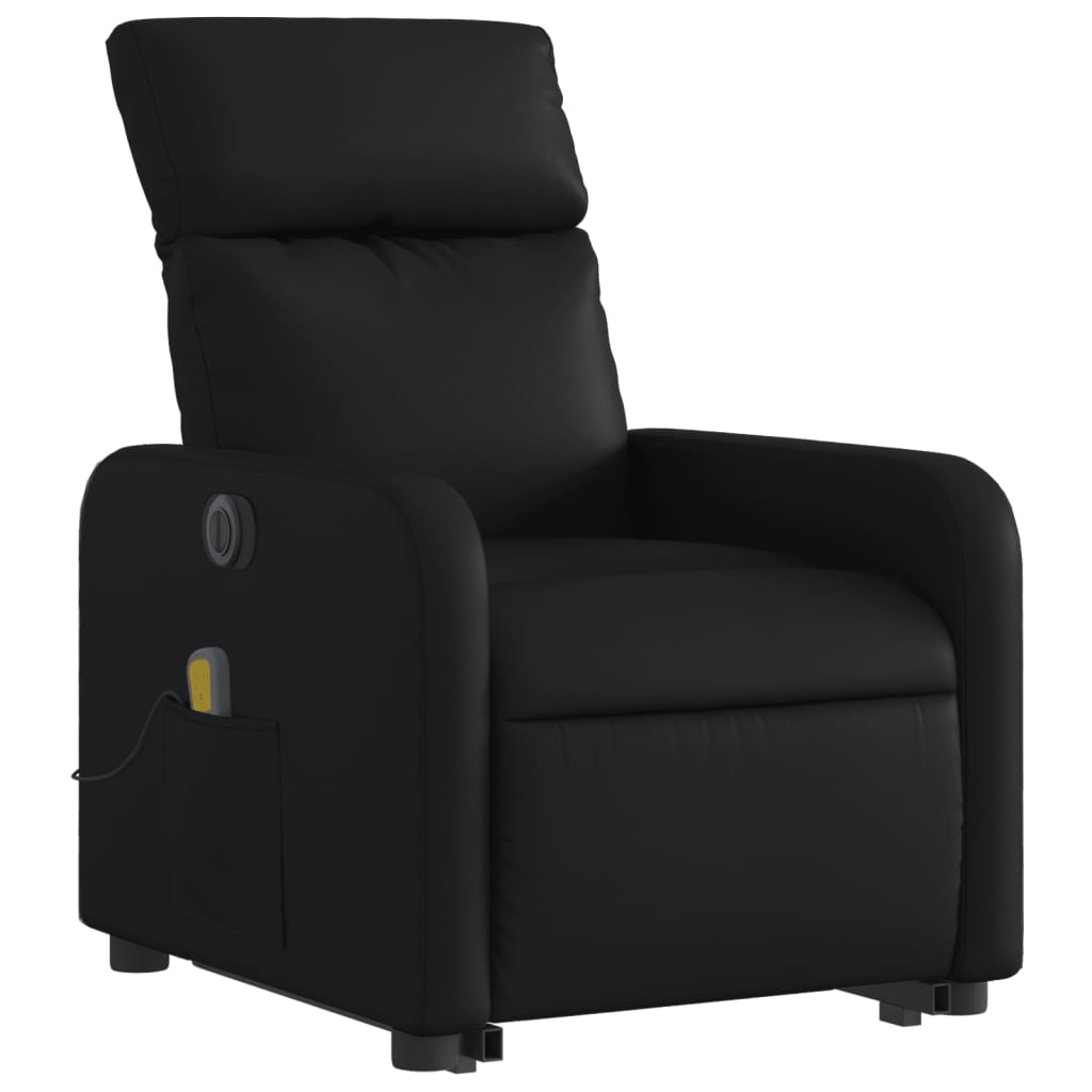 Electric Stand up Massage Recliner Chair Black Faux Leather