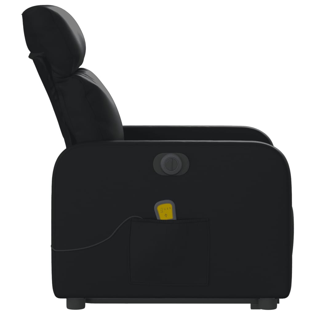 Electric Stand up Massage Recliner Chair Black Faux Leather