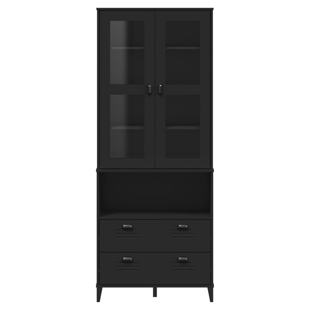 Highboard VIKEN Black 80x40x200 cm Solid Wood Pine