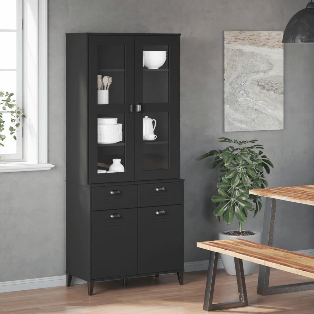 Highboard VIKEN Black 80x40x190 cm Solid Wood Pine