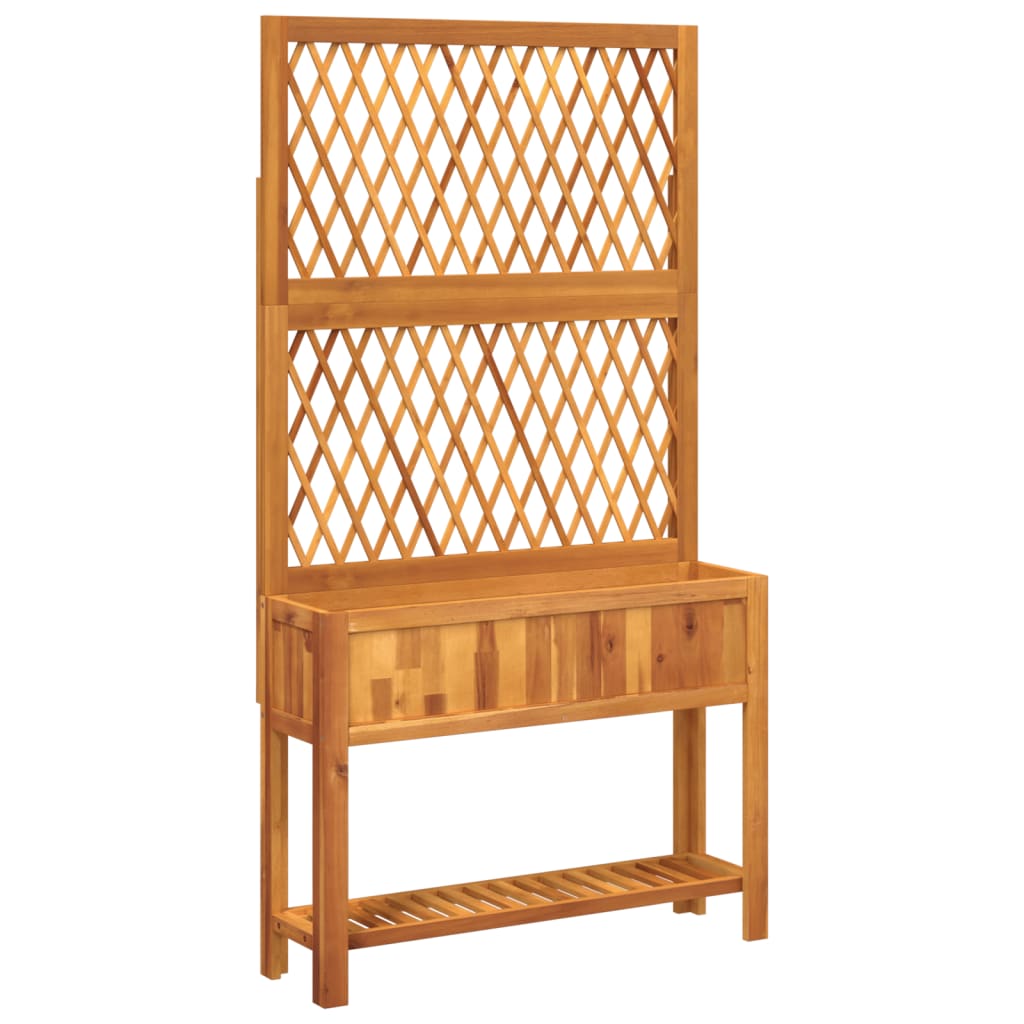 Planter with Trellis and Shelf 100x32x185 cm Solid Wood Acacia