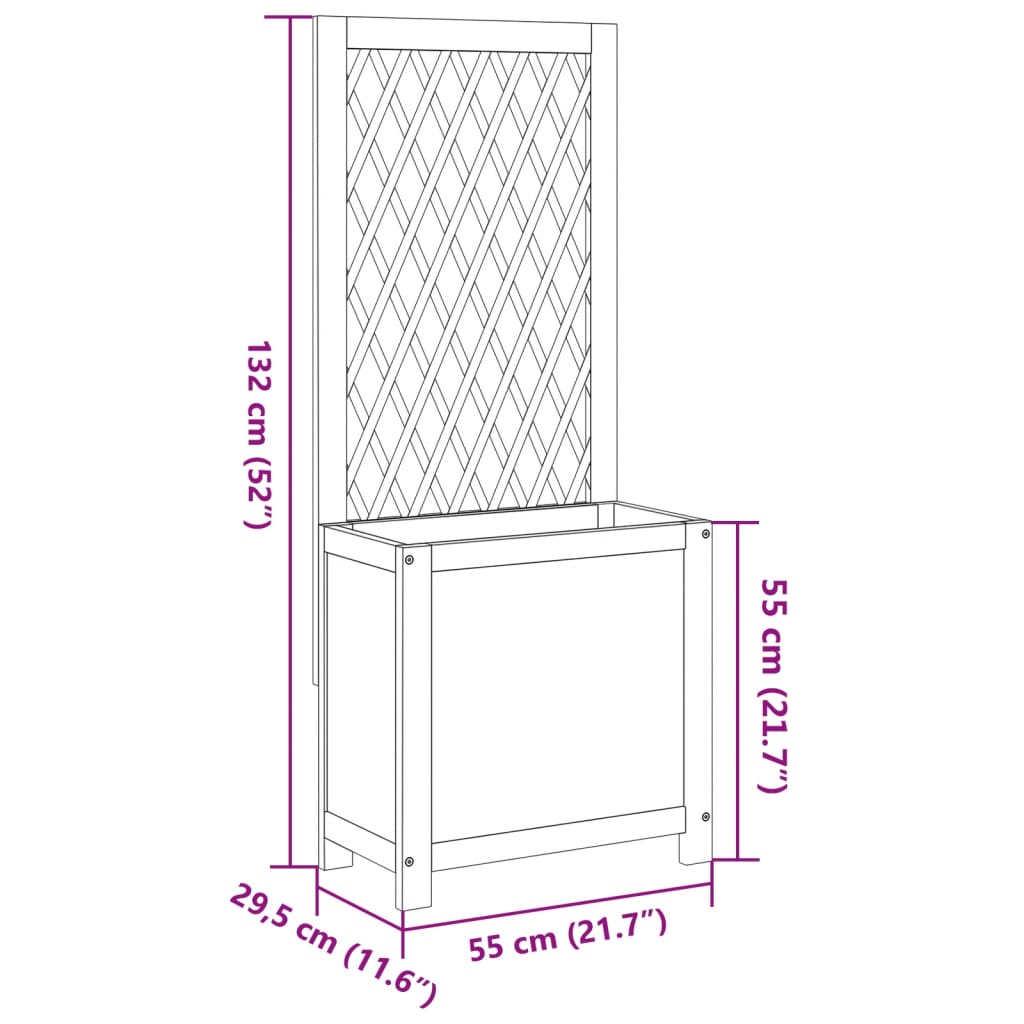 Planter with Trellis 55x29.5x132 cm Solid Wood Acacia