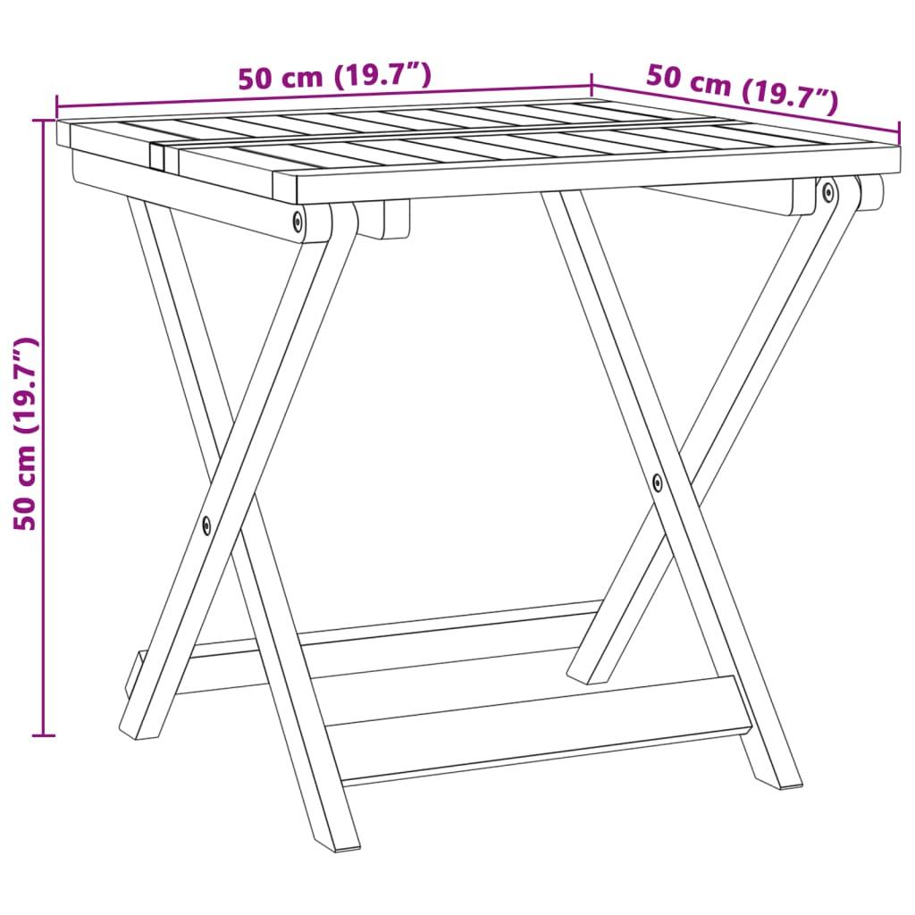 Folding Garden Table 50x50x50 cm Solid Wood Acacia