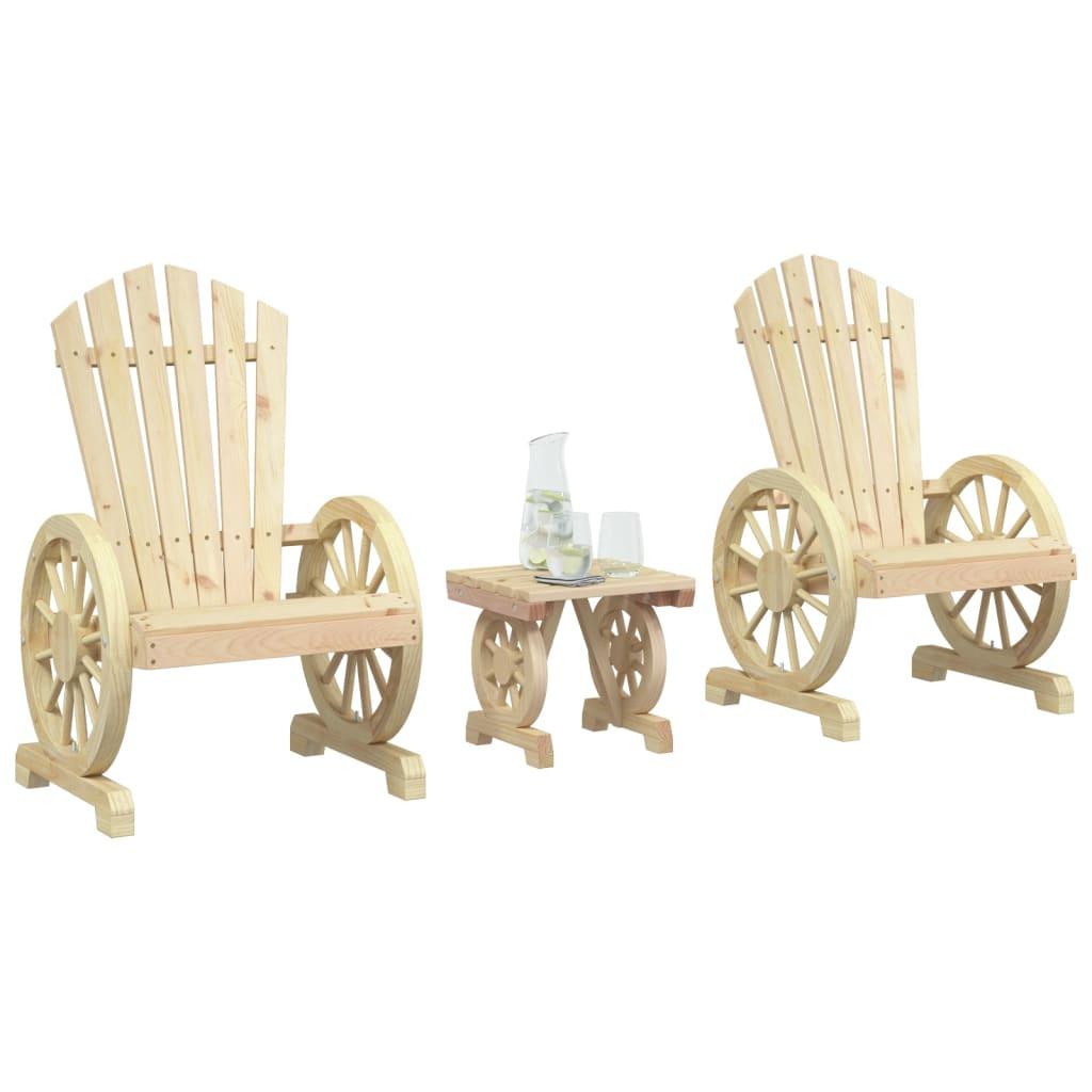 3 Piece Garden Lounge Set Solid Wood Fir