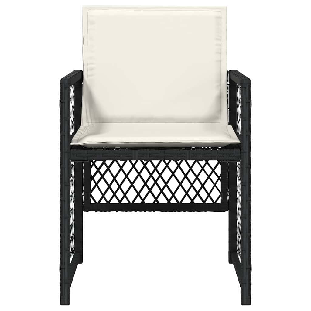 Garden Chairs with Cushions 4 pcs Black Poly Rattan