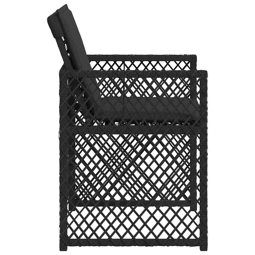 Garden Chairs with Cushions 4 pcs Black Poly Rattan