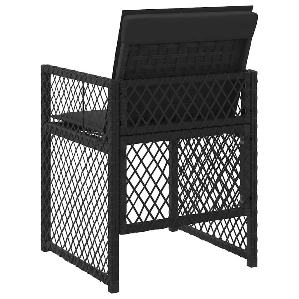 Garden Chairs with Cushions 4 pcs Black Poly Rattan