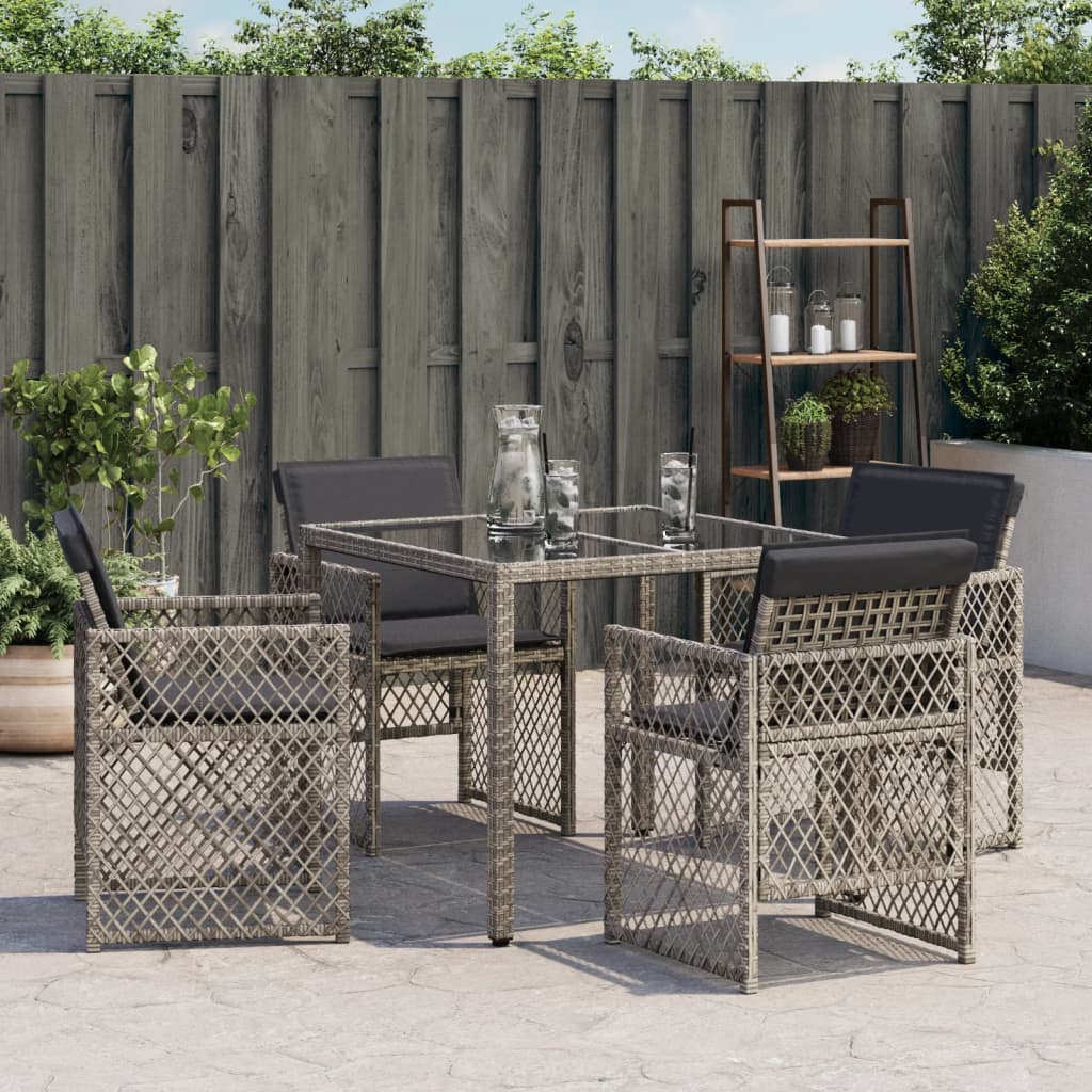 Garden Chairs with Cushions 4 pcs Grey Poly Rattan