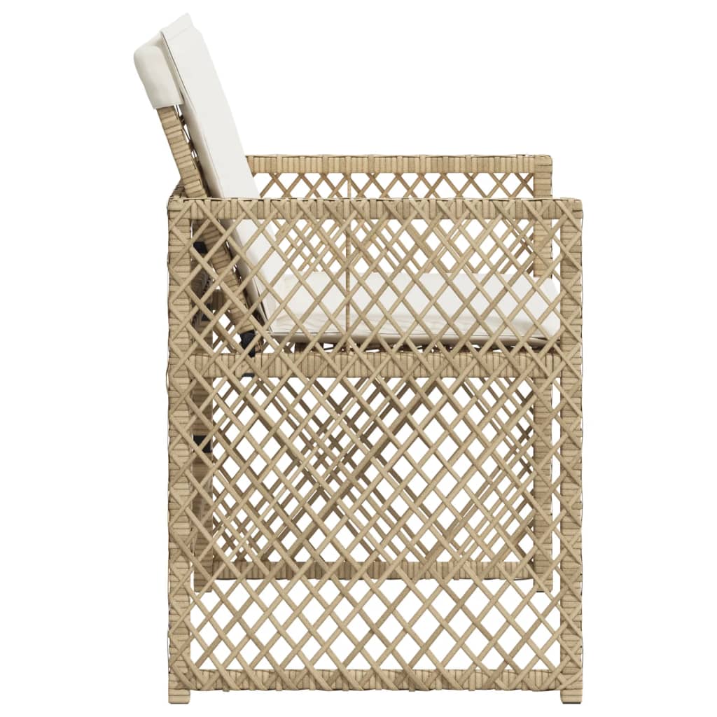 Garden Chairs with Cushions 4 pcs Beige Poly Rattan