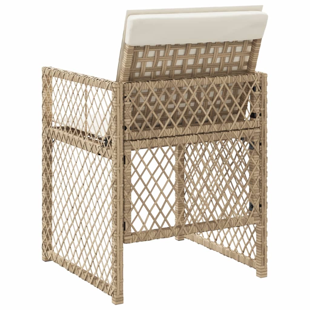 Garden Chairs with Cushions 4 pcs Beige Poly Rattan