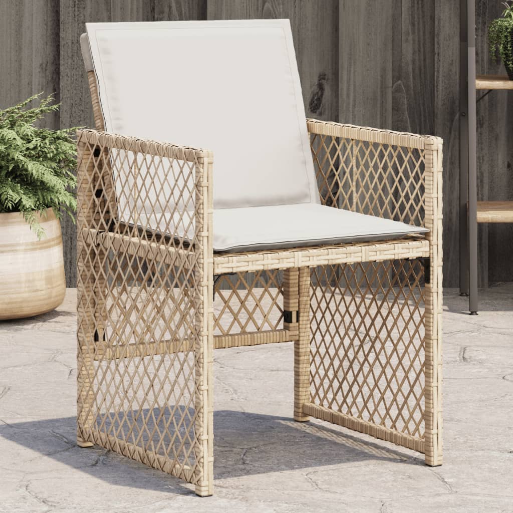 Garden Chairs with Cushions 4 pcs Beige Poly Rattan