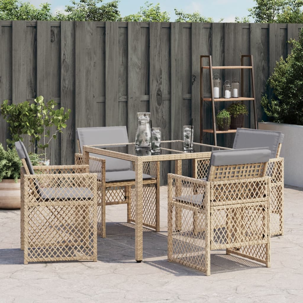 Garden Chairs with Cushions 4 pcs Mix Beige Poly Rattan