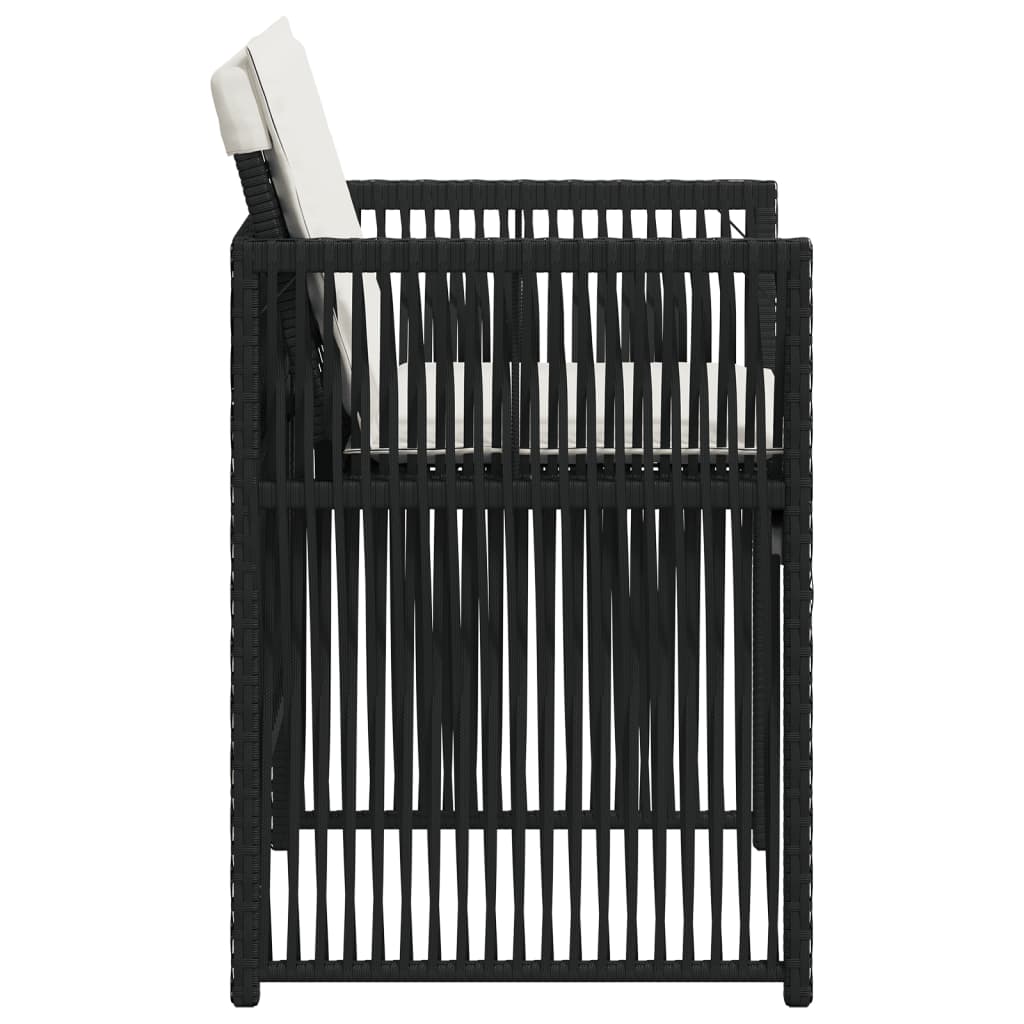 Garden Chairs with Cushions 4 pcs Black Poly Rattan