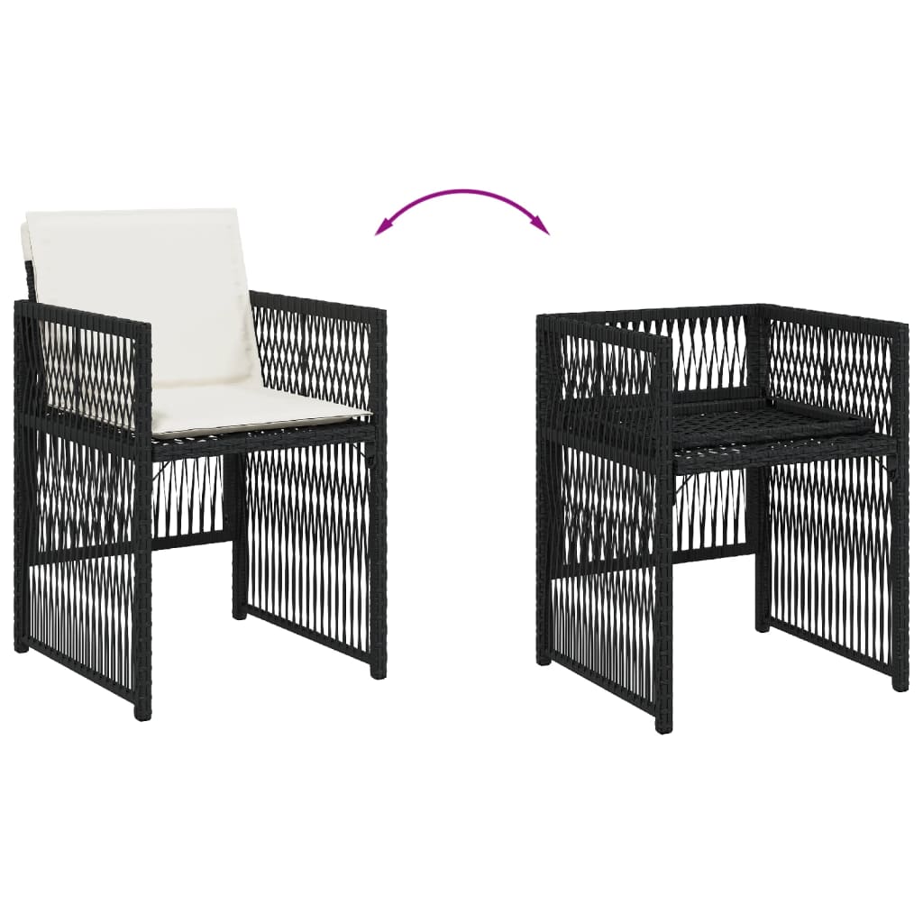 Garden Chairs with Cushions 4 pcs Black Poly Rattan