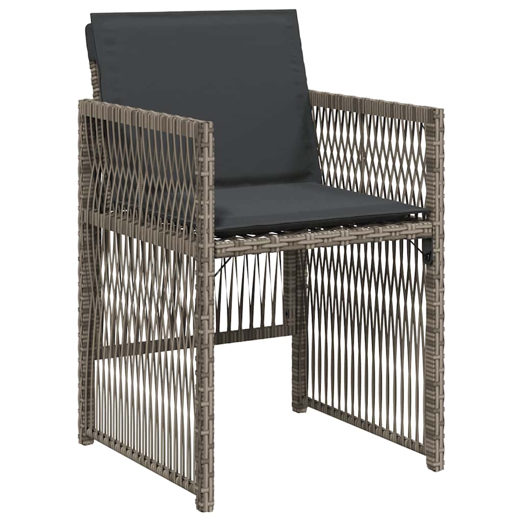 Garden Chairs with Cushions 4 pcs Grey Poly Rattan