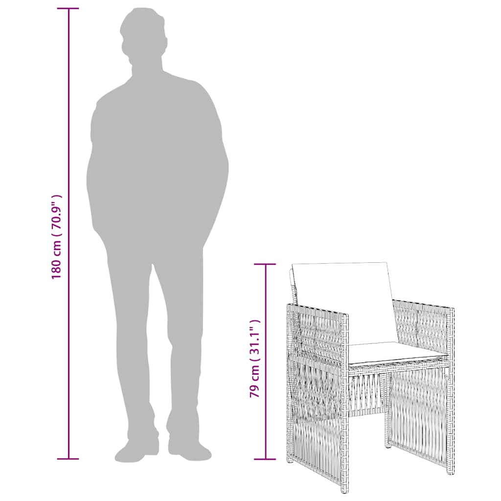 Garden Chairs with Cushions 4 pcs Grey Poly Rattan