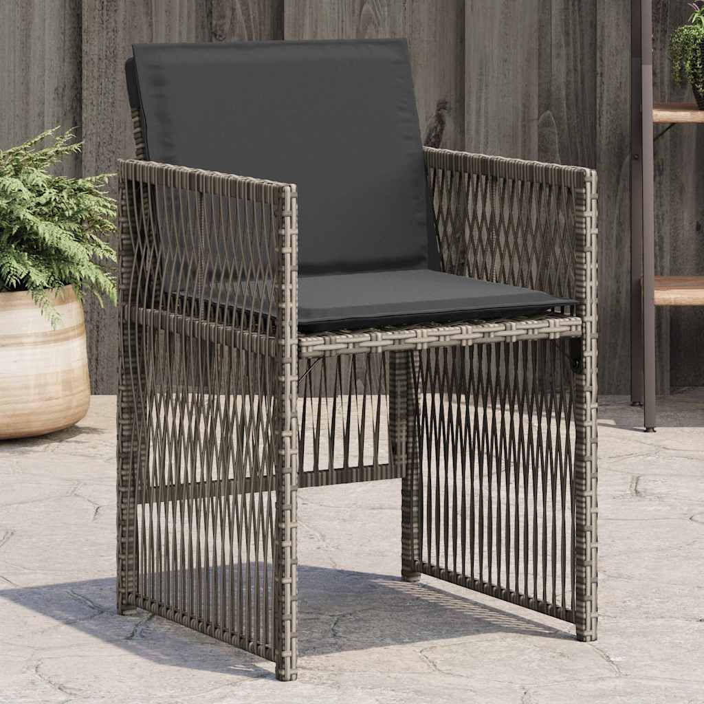 Garden Chairs with Cushions 4 pcs Grey Poly Rattan