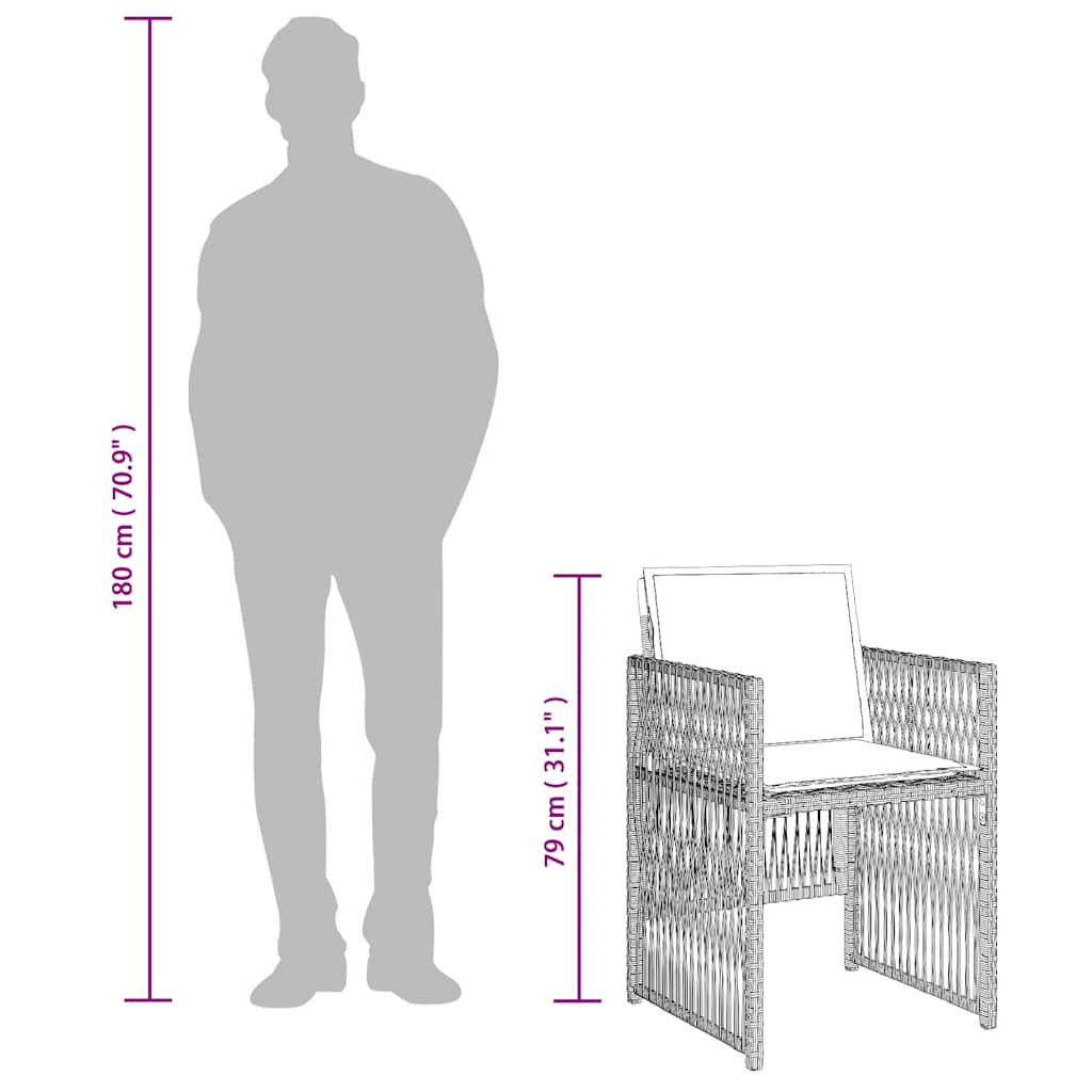 Garden Chairs with Cushions 4 pcs Light Grey Poly Rattan