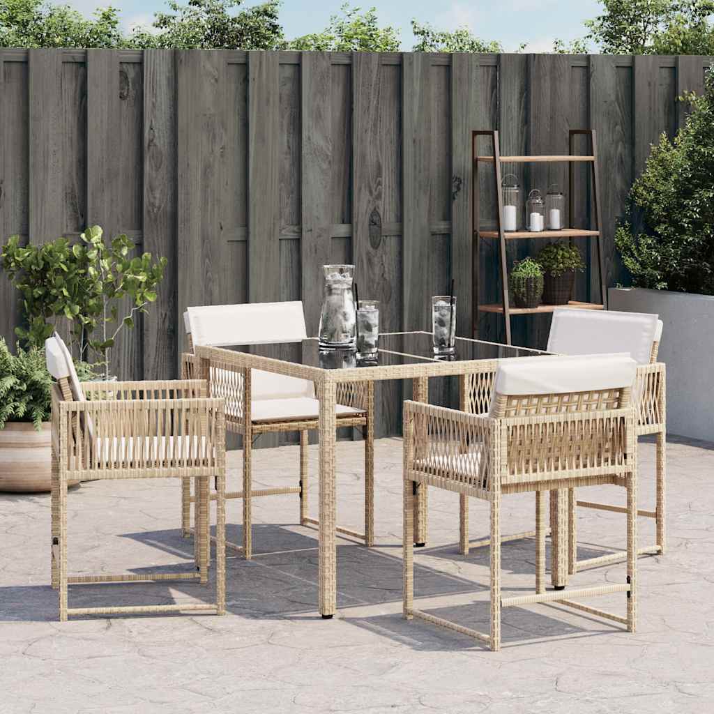 Garden Chairs with Cushions 4 pcs Beige Poly Rattan