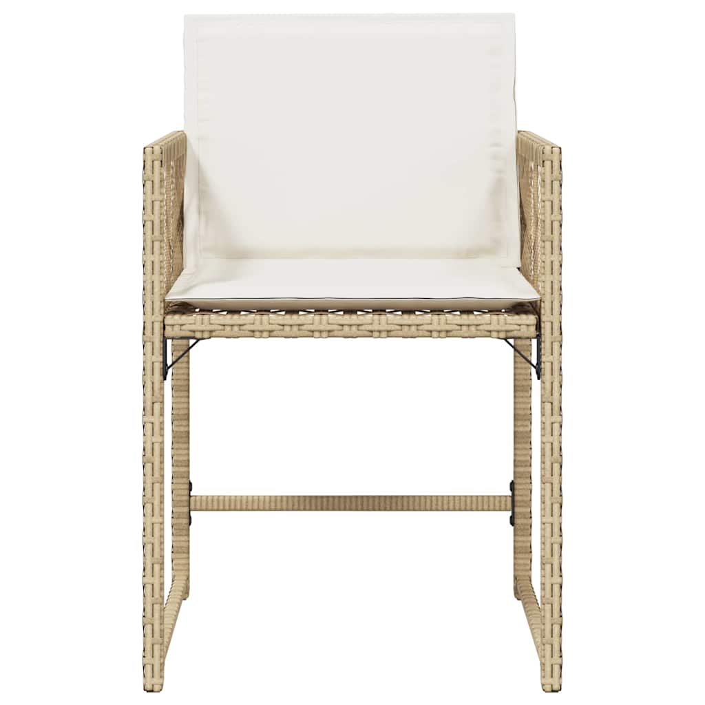 Garden Chairs with Cushions 4 pcs Beige Poly Rattan