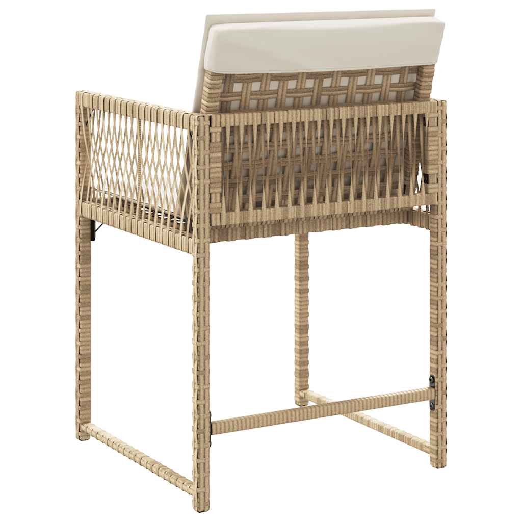 Garden Chairs with Cushions 4 pcs Beige Poly Rattan