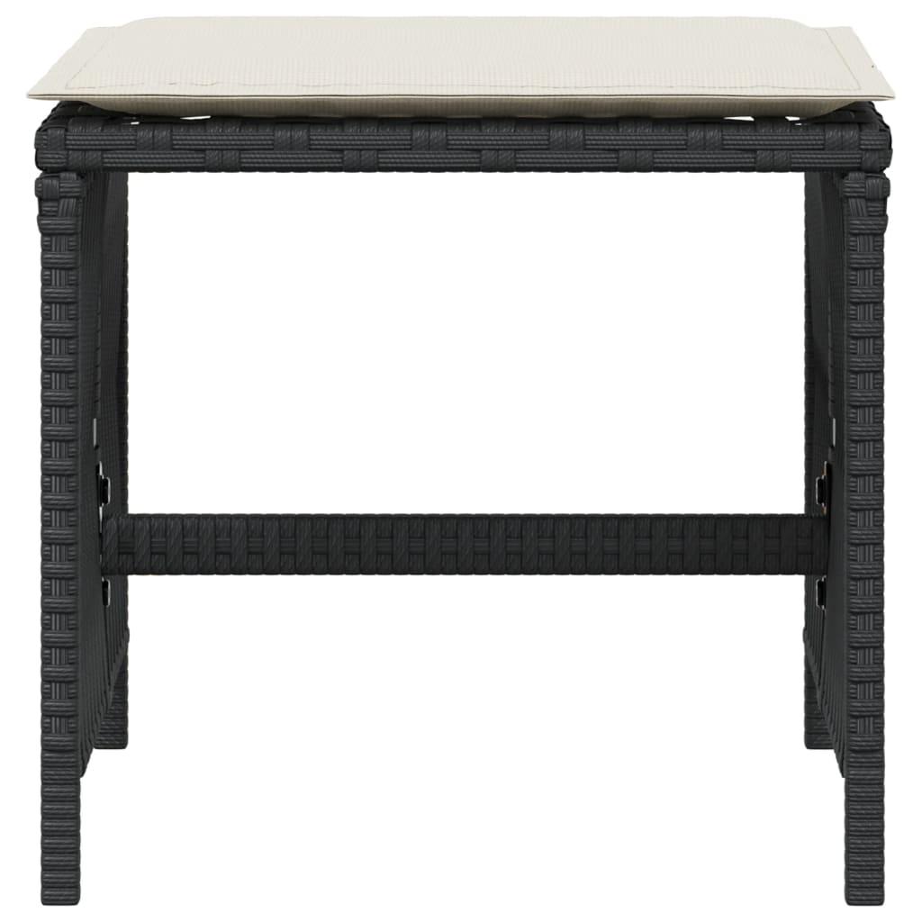 Garden Stools with Cushions 4 pcs Black 41x41x36 cm Poly Rattan