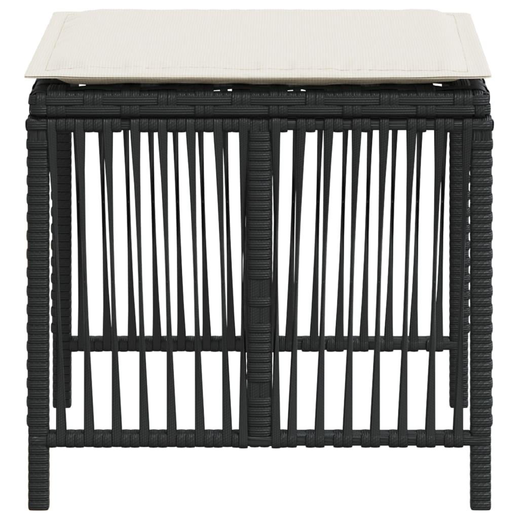 Garden Stools with Cushions 4 pcs Black 41x41x36 cm Poly Rattan