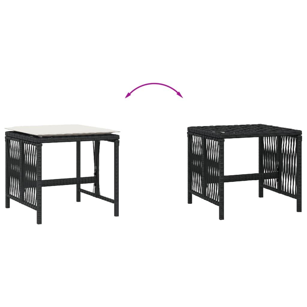 Garden Stools with Cushions 4 pcs Black 41x41x36 cm Poly Rattan