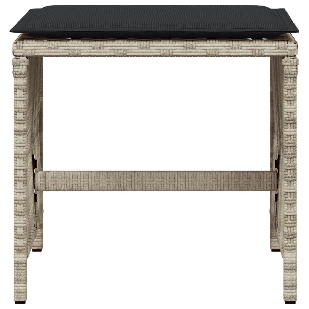 Garden Stools with Cushions 4 pcs Light Grey 41x41x36 cm Poly Rattan