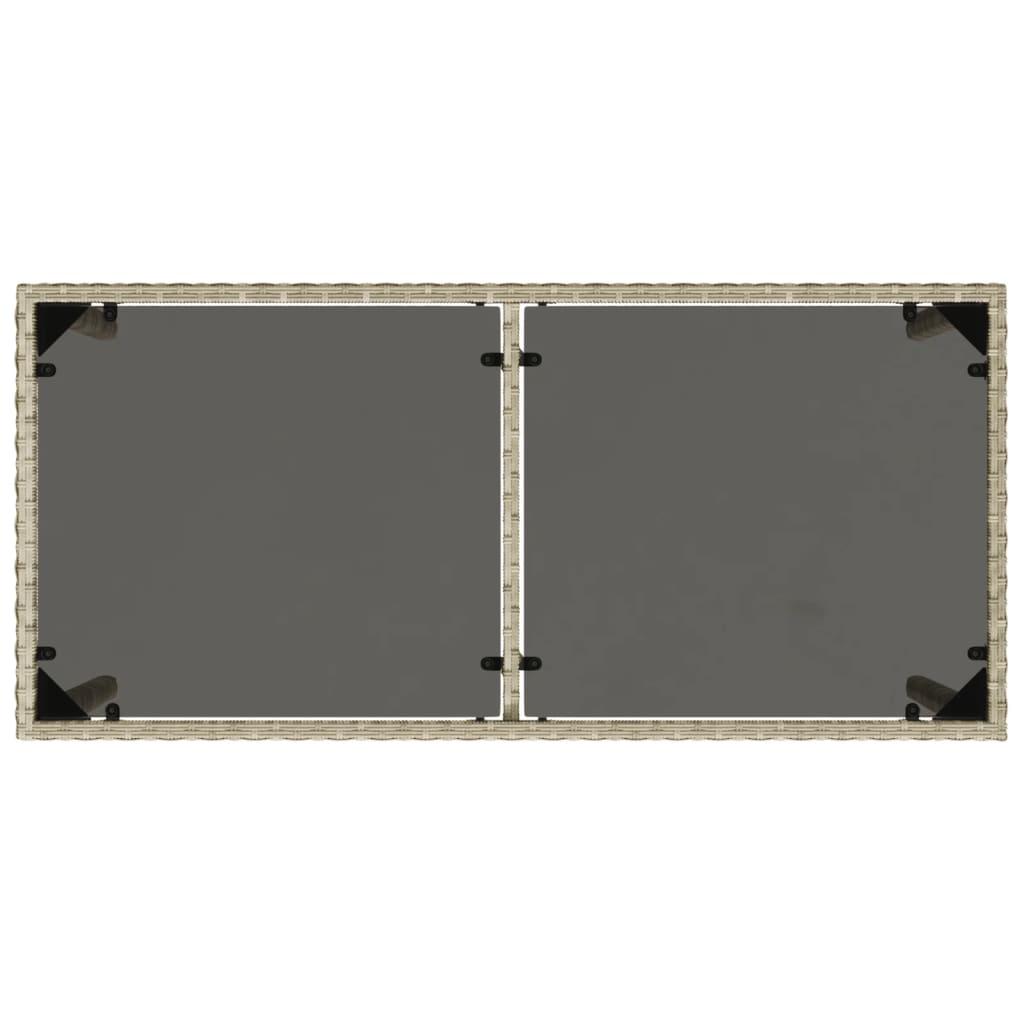 Garden Table with Glass Top Light Grey 115x54x74 cm Poly Rattan