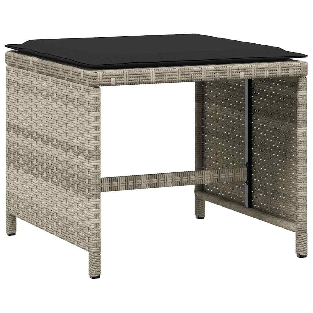 5 Piece Garden Dining Set with Cushions Light Grey Poly Rattan