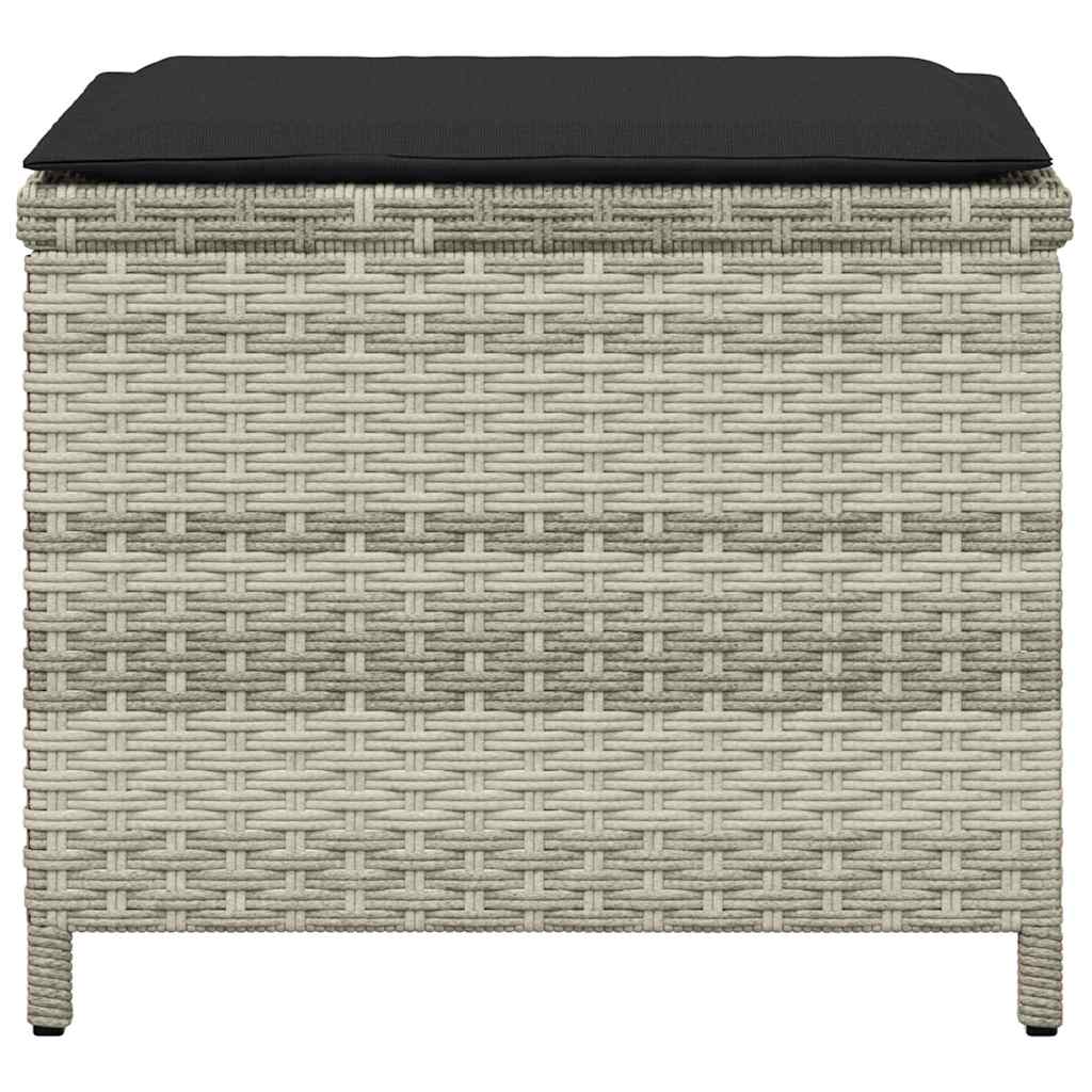 5 Piece Garden Dining Set with Cushions Light Grey Poly Rattan