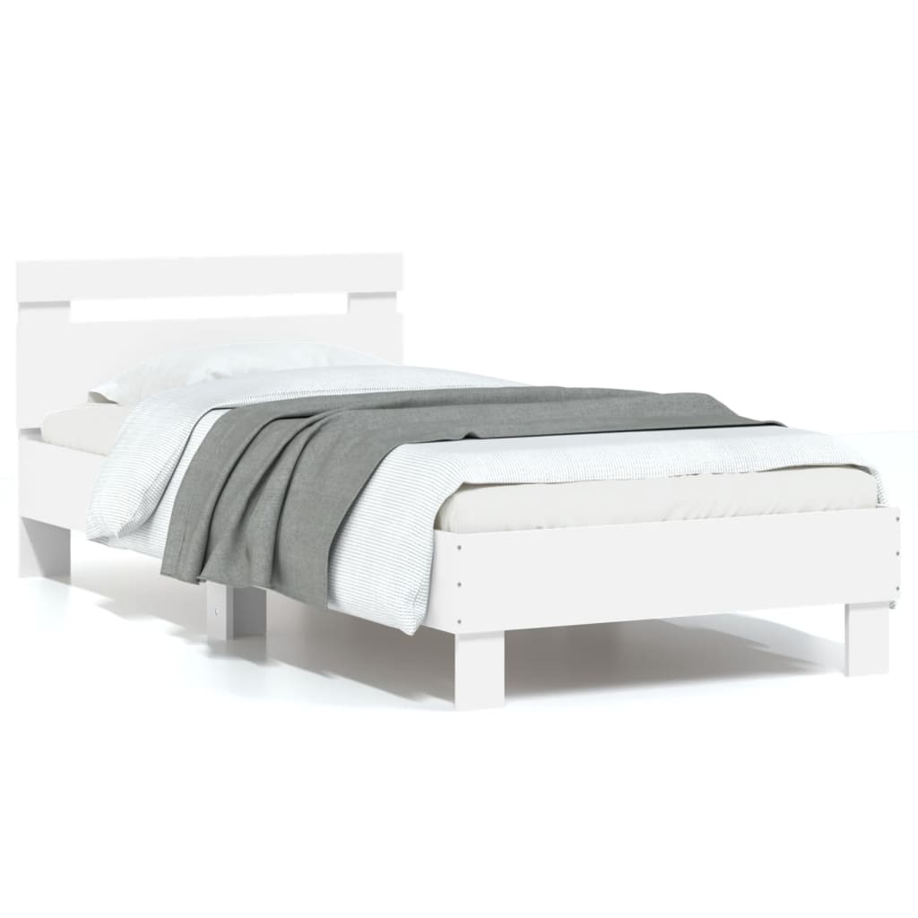 Bed Frame without Mattress with Headboard White 90x190 cm