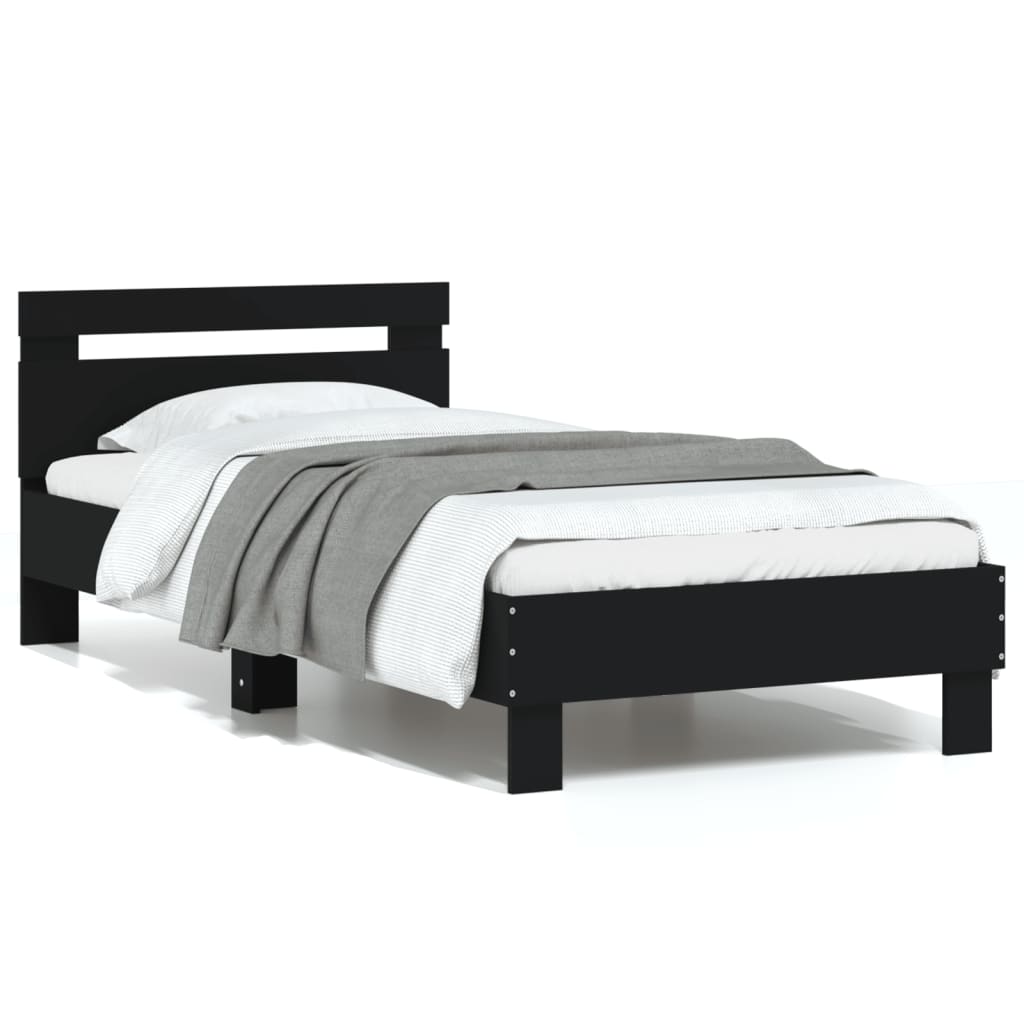 Bed Frame without Mattress with Headboard Black 90x190 cm