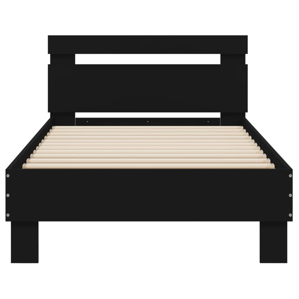 Bed Frame without Mattress with Headboard Black 90x190 cm