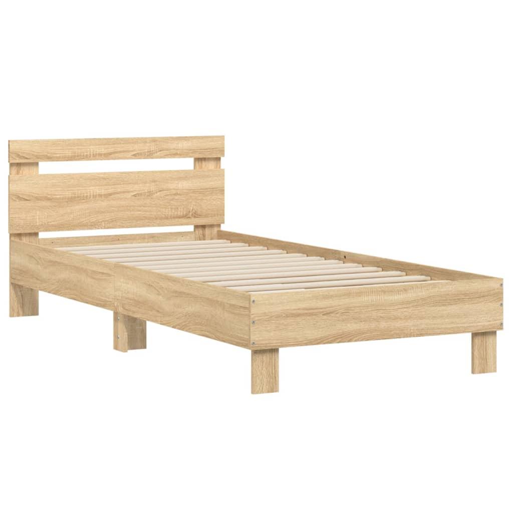 Bed Frame without Mattress with Headboard Sonoma Oak 90x190 cm